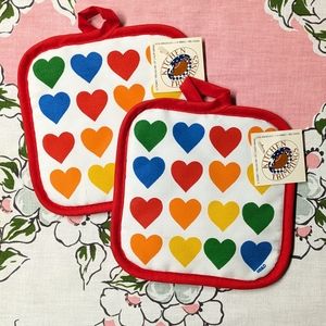 Red Quilted Hearts Pot Holder 80s NWT